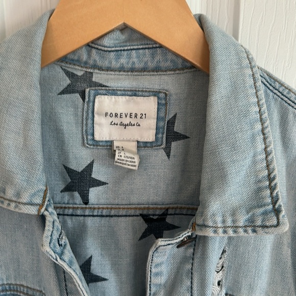 Forever 21 Light Blue Distressed Jean Jacket - Picture 2 of 9